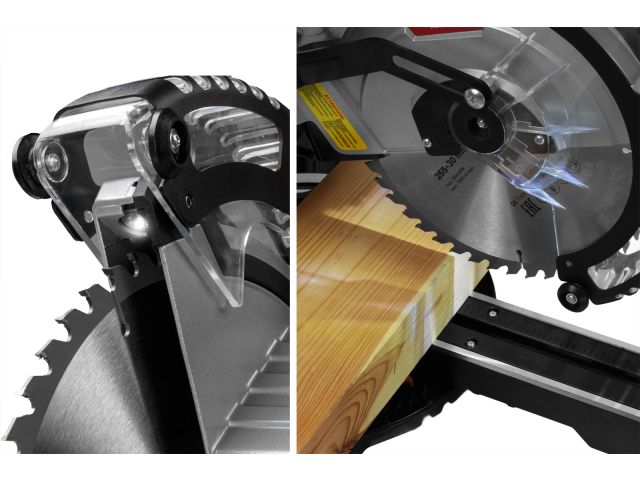 Изображение 11 Торцовочная пила WORTEX MS 2518-1 LO в кор. 1800 Вт, 255 мм, 5000 об, глуб. до 85 мм, шир. до 320 мм