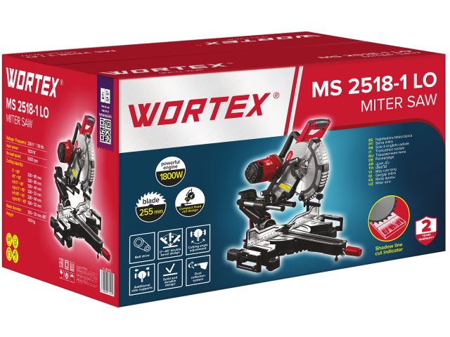 Изображение 13 Торцовочная пила WORTEX MS 2518-1 LO в кор. 1800 Вт, 255 мм, 5000 об, глуб. до 85 мм, шир. до 320 мм