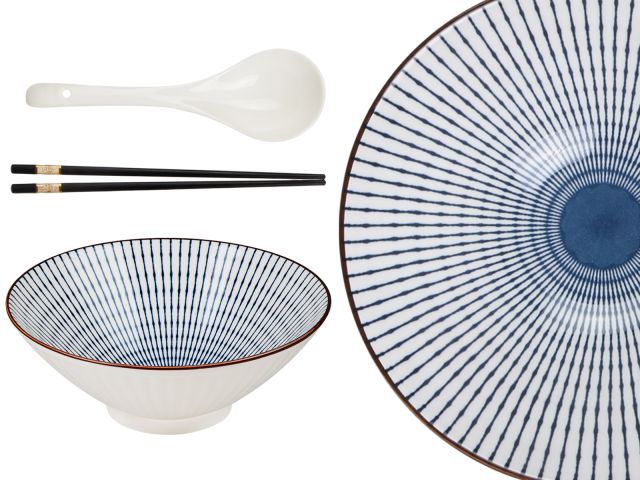Изображение 3 Миска керамическая с ложкой и палочками для еды, серия RAMEN, line, PERFECTO LINEA