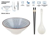 Миска керамическая с ложкой и палочками для еды, серия RAMEN, line, PERFECTO LINEA