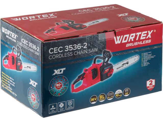 Изображение 12 Аккум. пила цепная WORTEX CEC 3536-2 шина 40 см (16"), 3/8" LP, 1.3 мм ALL1 XLT SET БЕСЩЁТ, 18В+18В